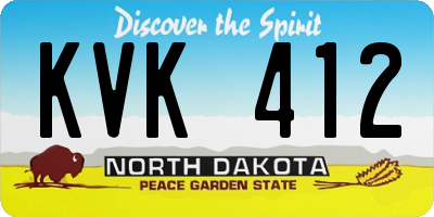 ND license plate KVK412