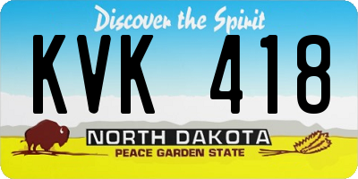 ND license plate KVK418