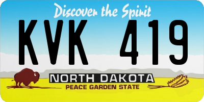 ND license plate KVK419
