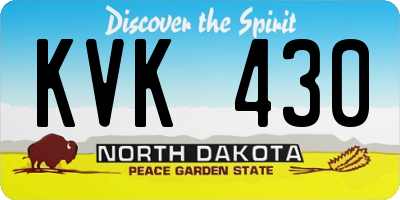 ND license plate KVK430