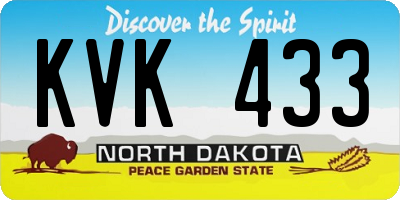ND license plate KVK433