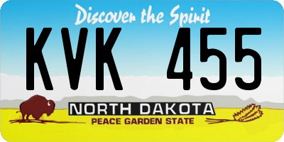 ND license plate KVK455