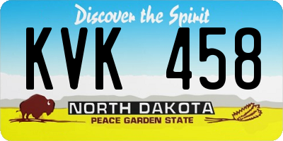 ND license plate KVK458