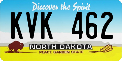 ND license plate KVK462