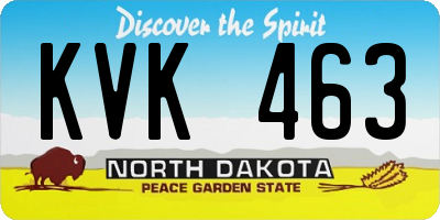ND license plate KVK463
