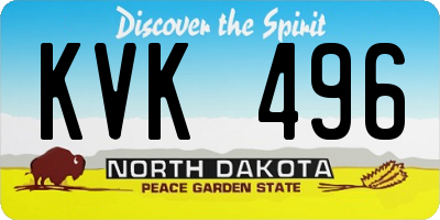 ND license plate KVK496