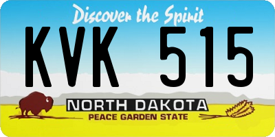 ND license plate KVK515