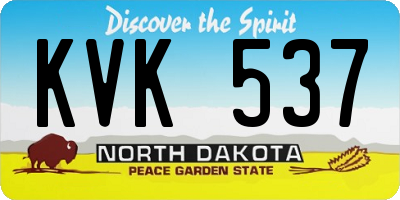 ND license plate KVK537