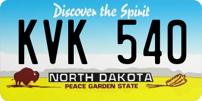 ND license plate KVK540
