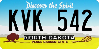 ND license plate KVK542