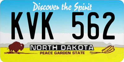 ND license plate KVK562