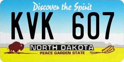 ND license plate KVK607
