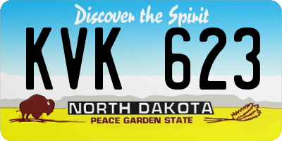 ND license plate KVK623