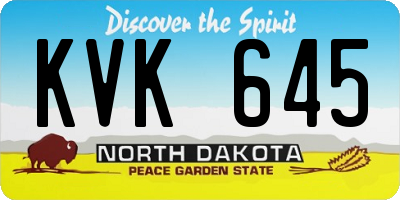 ND license plate KVK645