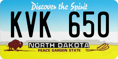 ND license plate KVK650