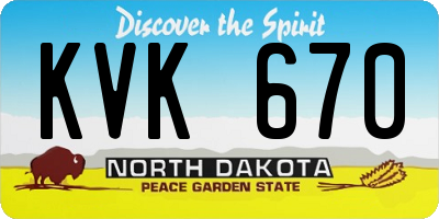 ND license plate KVK670