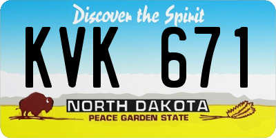 ND license plate KVK671