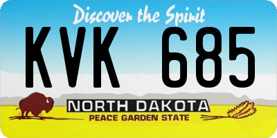 ND license plate KVK685