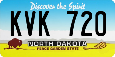 ND license plate KVK720