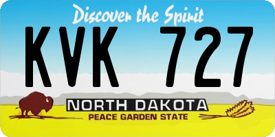 ND license plate KVK727