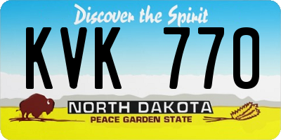 ND license plate KVK770
