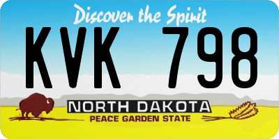 ND license plate KVK798
