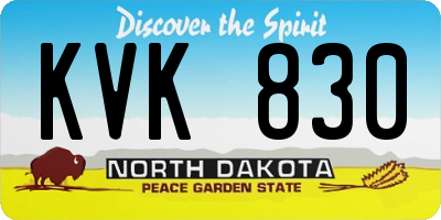 ND license plate KVK830