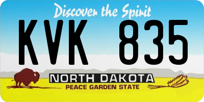 ND license plate KVK835