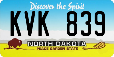 ND license plate KVK839