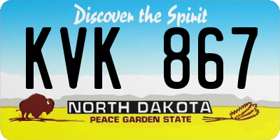 ND license plate KVK867