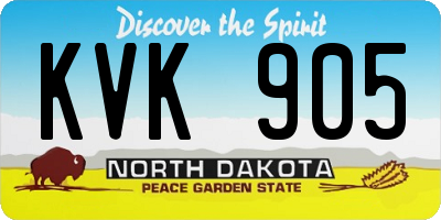 ND license plate KVK905