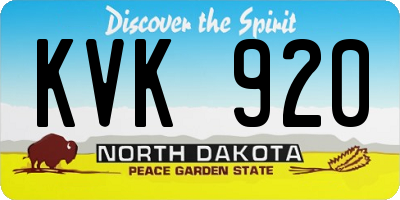 ND license plate KVK920