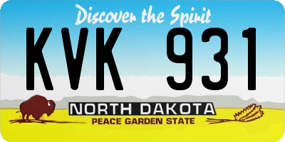 ND license plate KVK931