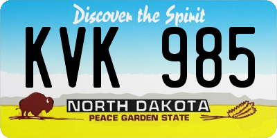 ND license plate KVK985