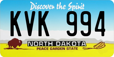 ND license plate KVK994