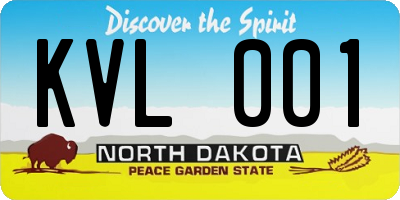 ND license plate KVL001