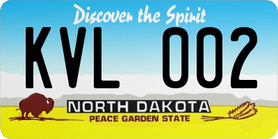 ND license plate KVL002