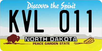 ND license plate KVL011