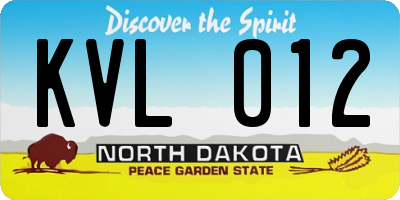 ND license plate KVL012