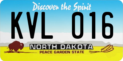 ND license plate KVL016