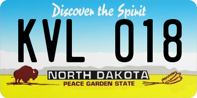 ND license plate KVL018