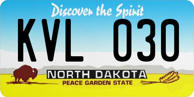 ND license plate KVL030
