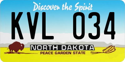 ND license plate KVL034
