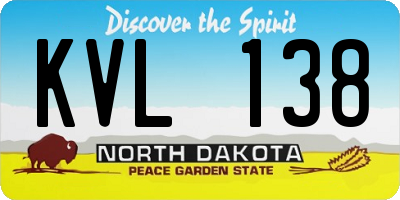 ND license plate KVL138