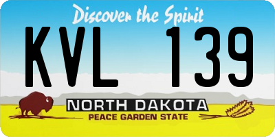 ND license plate KVL139