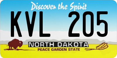 ND license plate KVL205