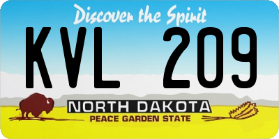 ND license plate KVL209