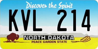 ND license plate KVL214