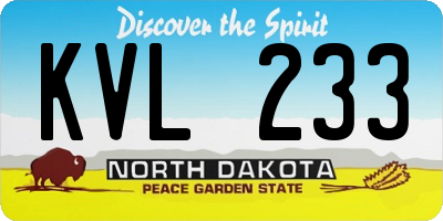 ND license plate KVL233