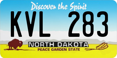 ND license plate KVL283
